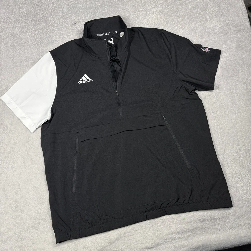 Adidas Windbreaker Mens Medium Black Short Sleeve FCA Quarter Zip HG0081